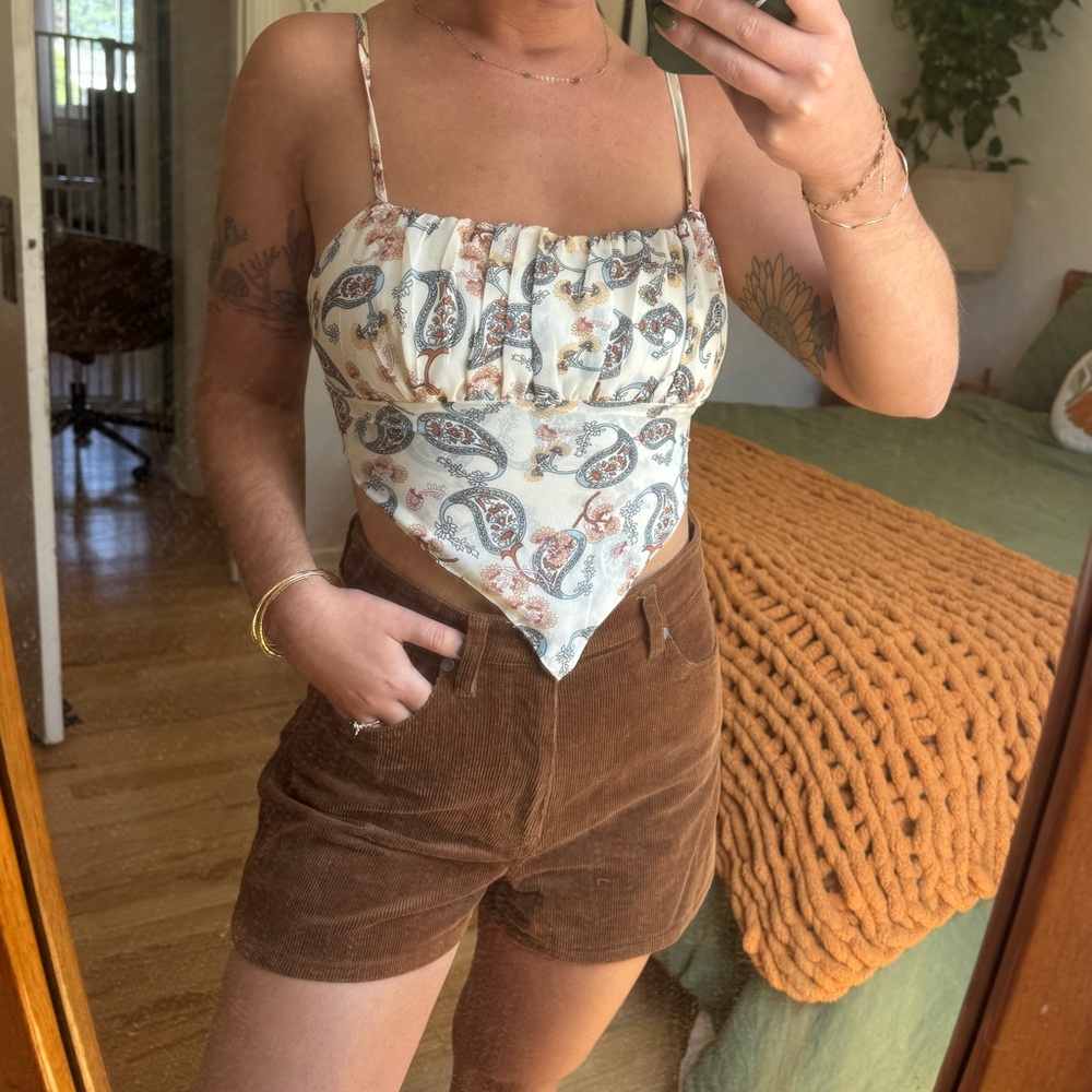 Blue B Paisley Print Bandana Top